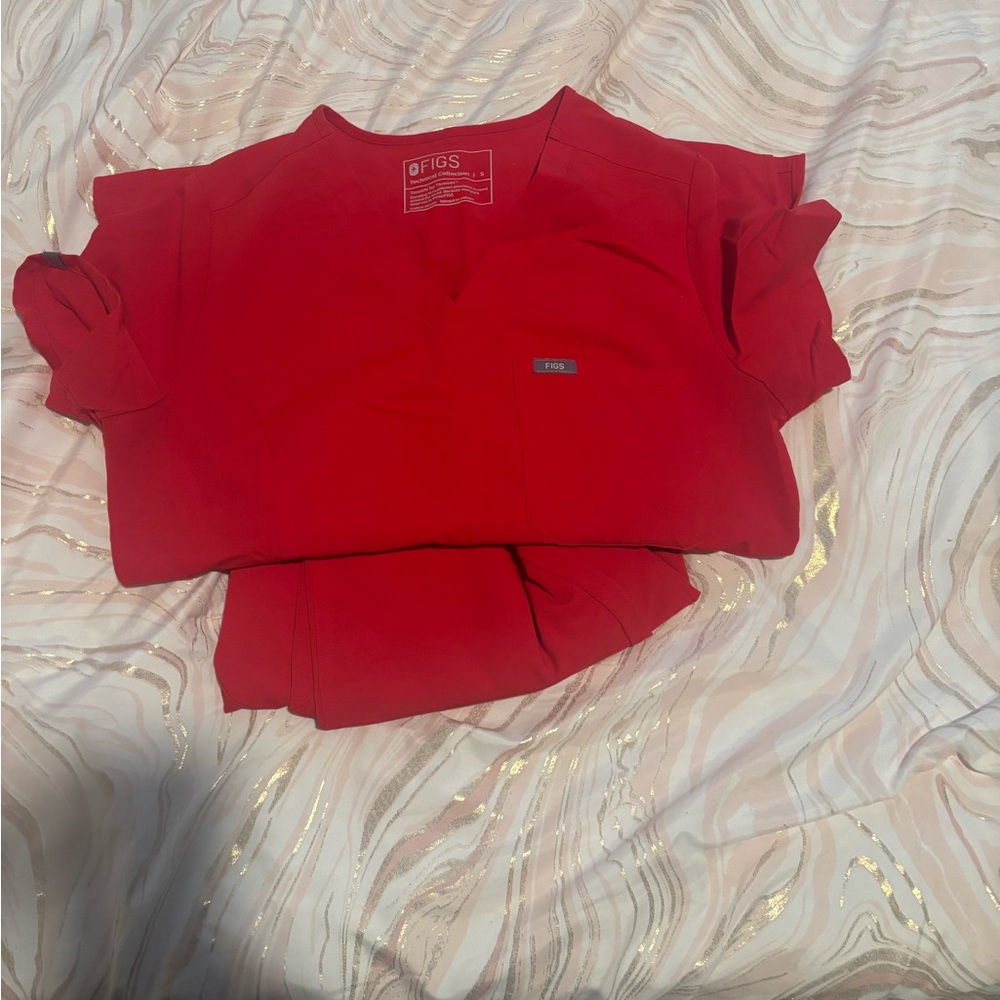 Figs Vivid Red Medical Scrub Top